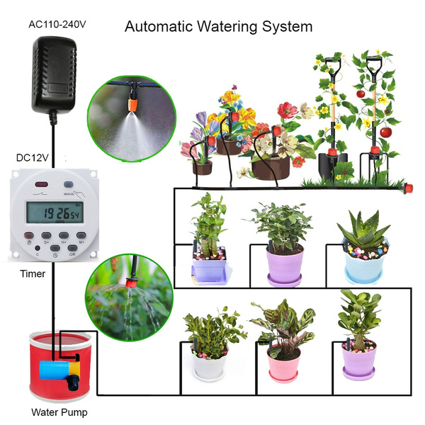 Automatic Watering Device Self Watering Water Pump Timer for Houseplant Garden 