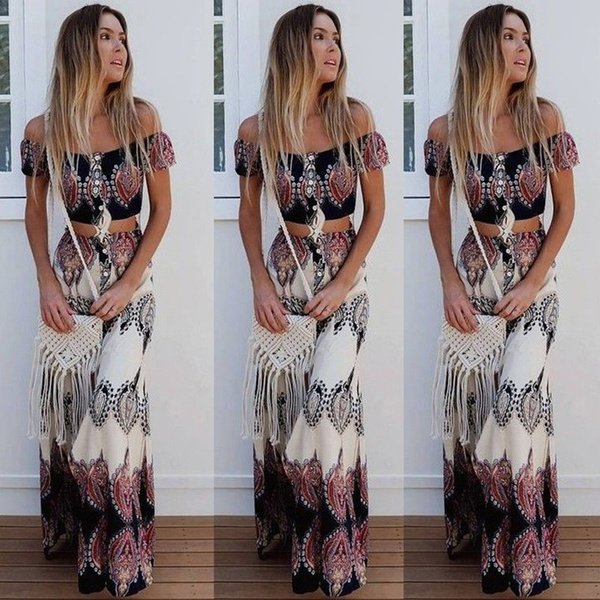 boho skirt and crop top