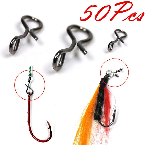50Pcs Black Fly Fishing Snap Quick Change for Hook & Lures Carbon