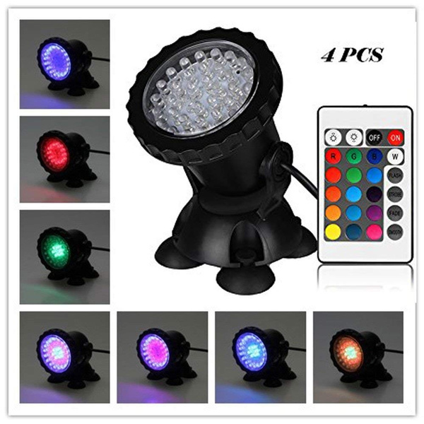 8W 36 LEDs RGB Spotlight Aquarium Lighting Colour Changing Underwater ...