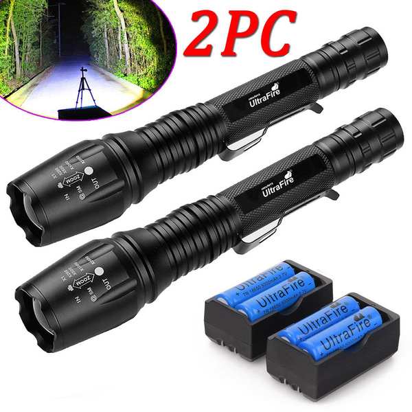 2 Sets 20000lumens 5 Modes T6 LED Flashlight Torch Lamp+18650 battery+Charger US 2 Sets 20000lumens 5 Modes T6 LED Flashlight Torch Lamp+18650 battery+Charger US