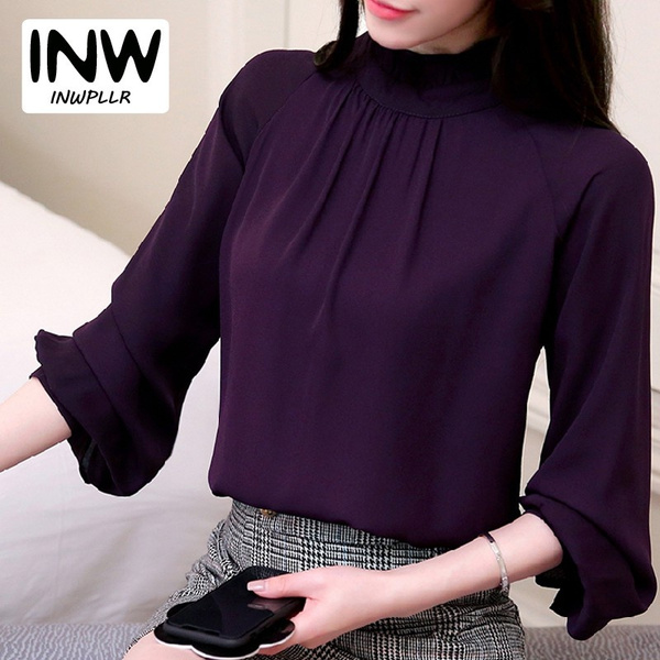 Spring Blusas Feminina Elegant Chiffon 