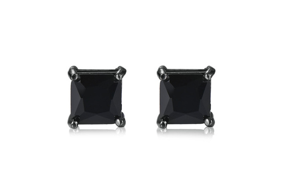 SilverGold Violet Square Princess Cut Stud Earrings 6mm CA AmethystViolet Square Cut Purple Stud Earrings