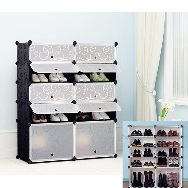 Vintage Floral Shoe Rack Shelf Diy Cube Organizer Portable Shoes Cabinet Bookcase Plastic Toys Organizer Storage Rack Wish