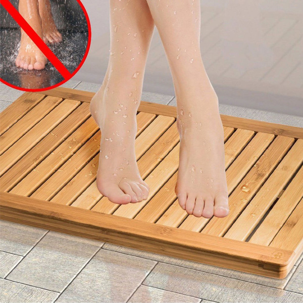 Bamboo Shower Mat 100% Natural Bamboo Bath Mat Non Slip Shower Floor Mat