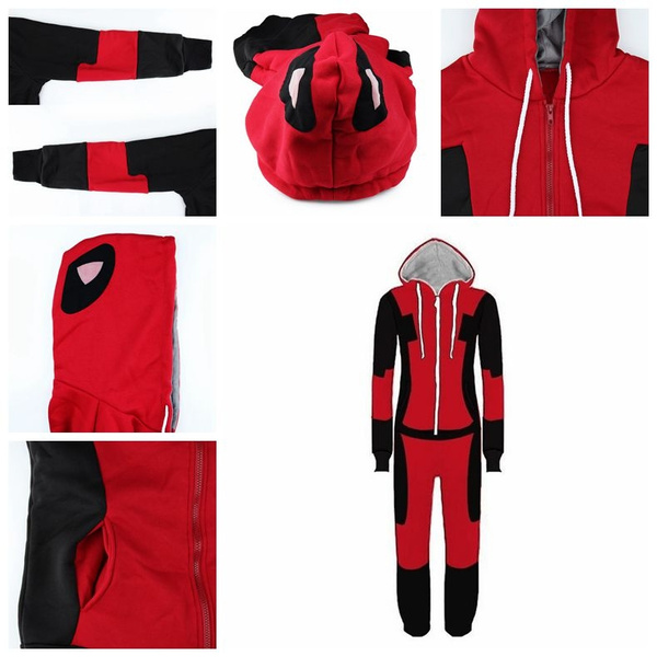 New Deadpool Cartoon Figure Onesies Pajamas Cosplay Hoodie Cotton Sweatshirt