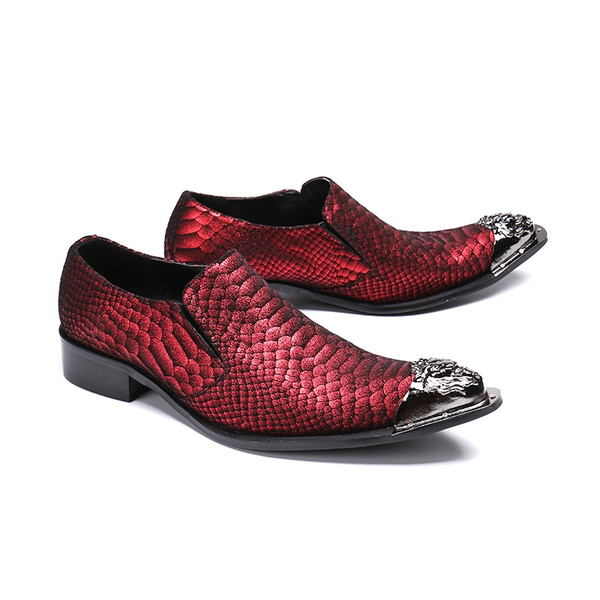 red pattern leather shoes