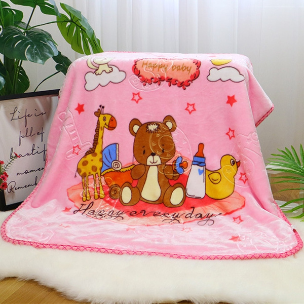 Popular winter cute children's blanket warm cartoon thick flannel sponge baby A+ 