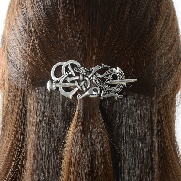 Norse Celtic Wedding Hair Accessories-Viking Antique Silver Dragon Hair  Sticks Hairpin Viking Hair Slide Hairpins Men Clips Hair Jewelry Gifts  Celtics