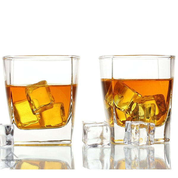 Whiskey Glass 10.5 Oz Scotch Glasses Gift Set Includes 2 Old Fashioned  Tumblers with Square Base. Diamond Etched, Rocks Glassware for Bourbon,  Home Bar & Everyday Use.
