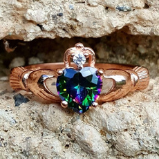 claddaghring, rainbow, Rose Gold Ring, gold