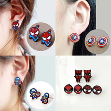 anime MARVEL movie Spiderman American captain death pin Men and women Lovely earrings