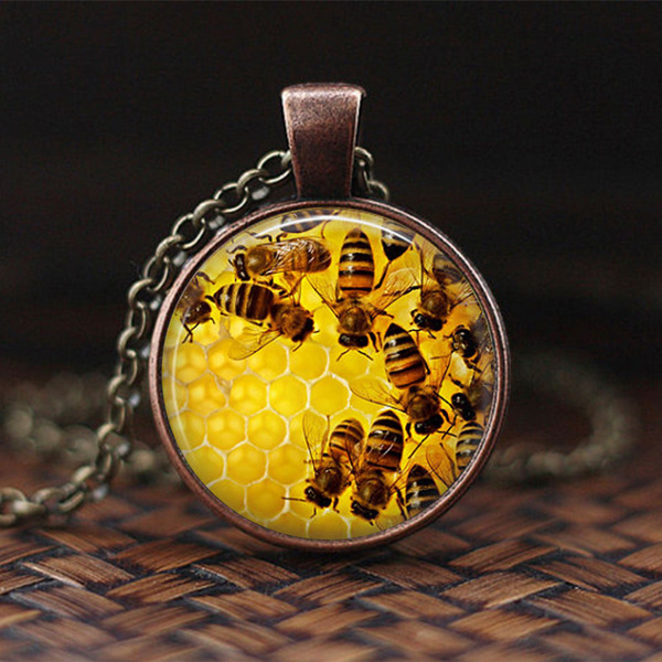 honeycomb glass pendant necklace