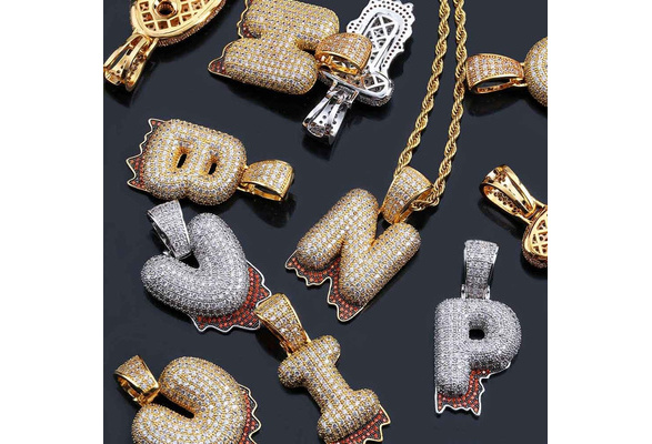 Bubble Letter Iced Out Ball Chain for Men Micro Pave Choker Necklace Hip  Hop Fashion Jewelry Bling Charms