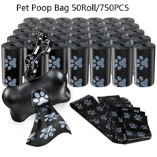 50Roll/750Pcs Pet Dog Poop Bags One Dog Bag Bone Holder Dog Biodegradable Waste Bag Degradable Paw Printing Cute Pooper Holder for Pet Accessories