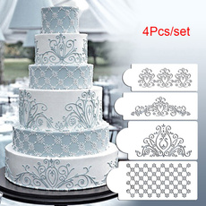 4 Pcs/set Floral Lace Cake Stencils Wedding Cake Border Molds DIY Cake Craft Stencils Cake Baking Tools
