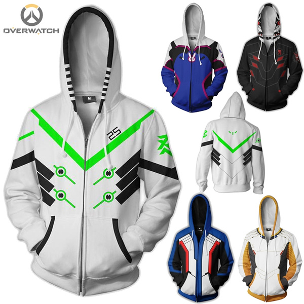 OVERWATCH Mercy Genji Soldier DVA Game Around Adult Sweater Zipper ...