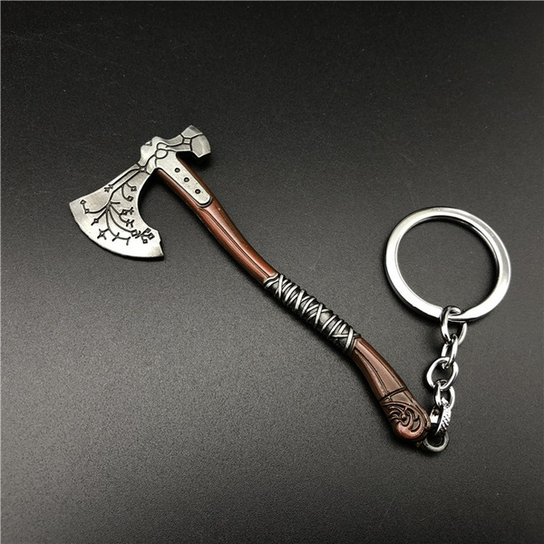 God of War 4 Kratos Axe Keychain Guardian Shield Pendant llaveros Pendant Gift 