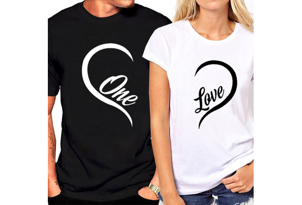 Couples Tee Shirts One Heart Love Printing T-shirt Couple Tshirt Cotton Short Shirts Honeymoon Gift | Wish