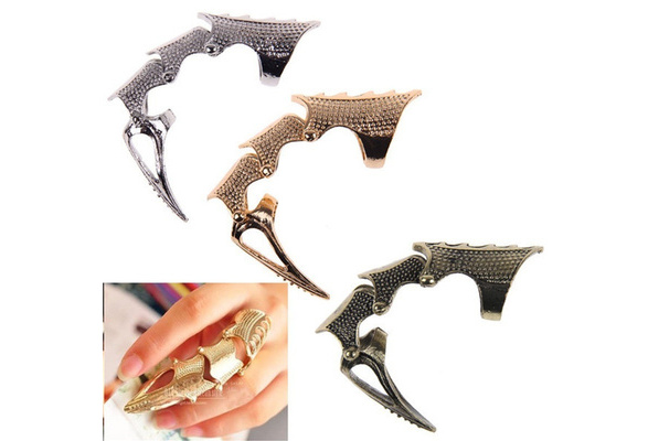 Vogue Punk Ring Rock Scroll Joint Armor Knuckle Metal Full Finger Claw Ring Cool