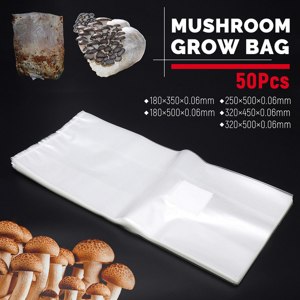 10~50pcs 10x20 Inch PVC Mushroom Spawn Grow Bag Substrate High Temp Pre-Sealable 