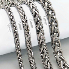 3/4/5/6MM MENS Silver Stainless Steel Wheat Braided Chain Necklace Jewellery