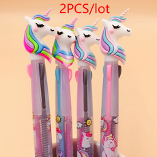 2Pcs/lot Unicorn Cartoon 3 Colors 6 Color Chunky Ballpoint Pen School Office Supply Gift Stationery Papelaria Escolar