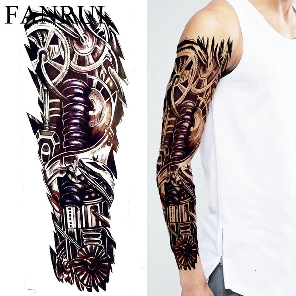 Temporary tattoos 3D black Robot mechanical arm fake – Fake Tattoos