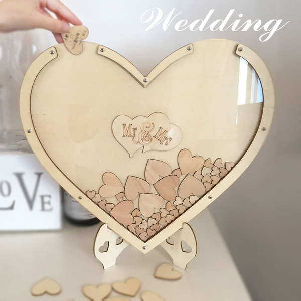A wooden wedding book Hearts Unique Wedding Guest Book Cool Wedding
