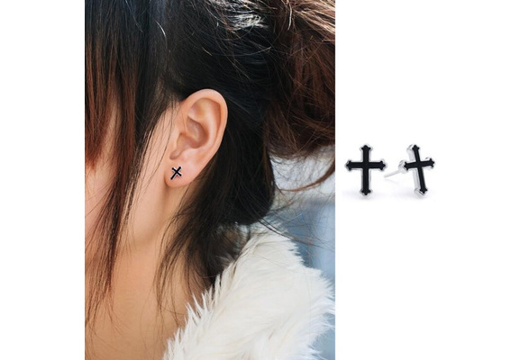 cross ear studs