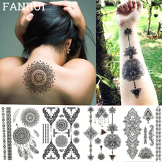 Lace Black Henna Temporary Tattoo Sticker Owl Mandala Waterproof Fake Tattoo Body Art Women Mehndi Bracelet Tatoo Paste