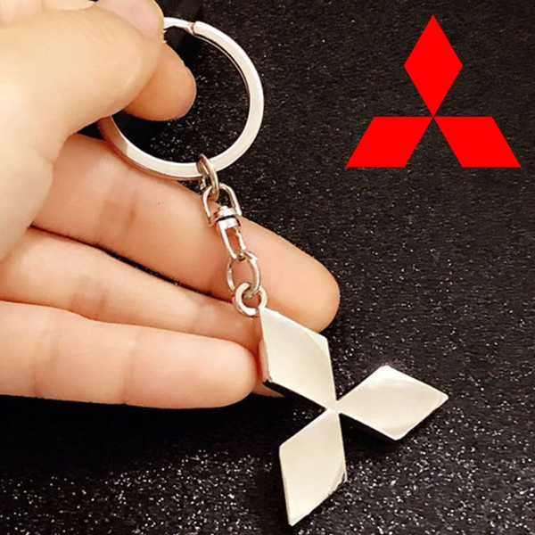 Mitsubishi Logo 3D Metal Car Keychai Keyring for Mitsubishi Asx Lancer