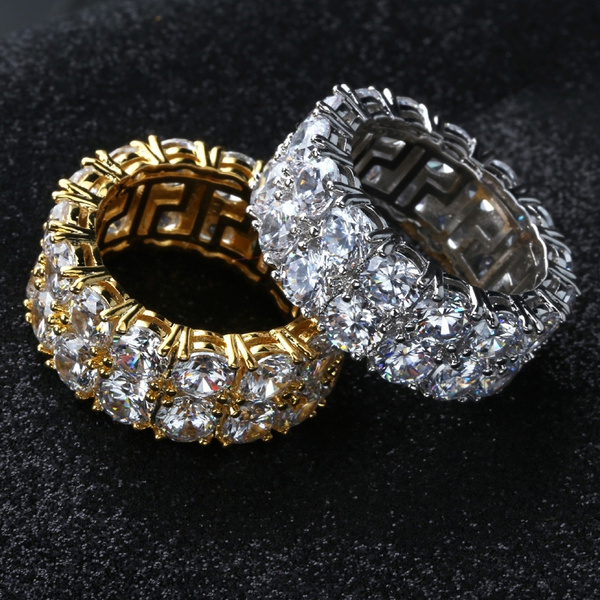 U/K Hip Hop Rings Filled Bling Bling Iced Out Jewelry Ring Men Size 6 Comfortable and Environmentally