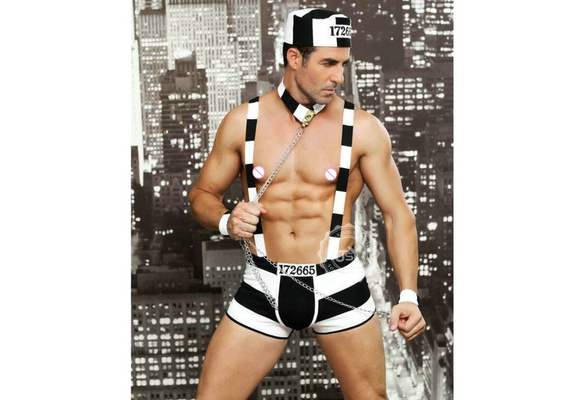 Sexy New Arrival Convict Criminal Zombie Black White Stripe