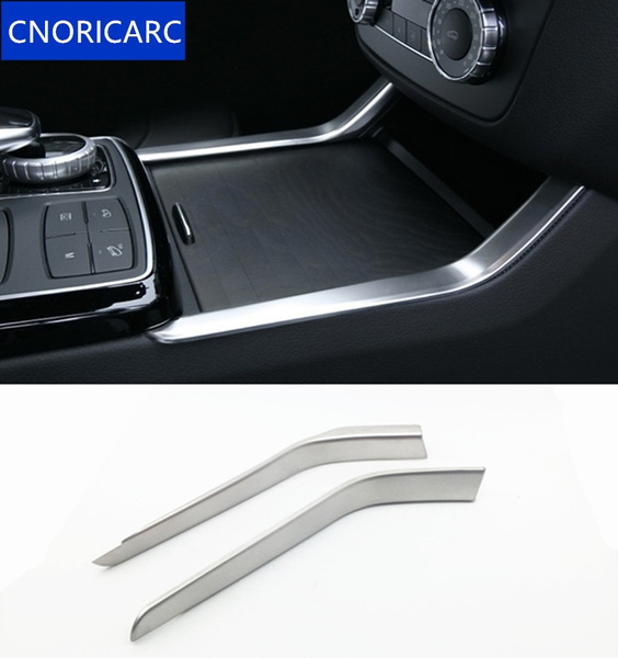 Stainless steel Center Console Water Cup Holder Trim strips Car styling  2pcs for Mercedes Benz GLE W166 ML GL GLS X166