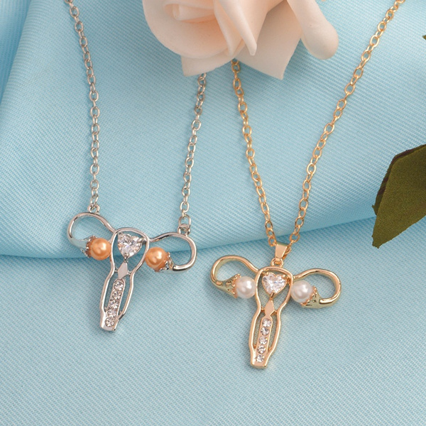 2018 Female Uterus Pearl Crystal Metal 