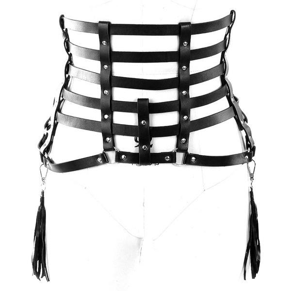 Women Sexy Leather Harness Skirt Belt Black Pu Bondage Garter Belt Sexy