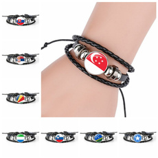 blackleather, black bracelet, flagbracelet, flagjewelry