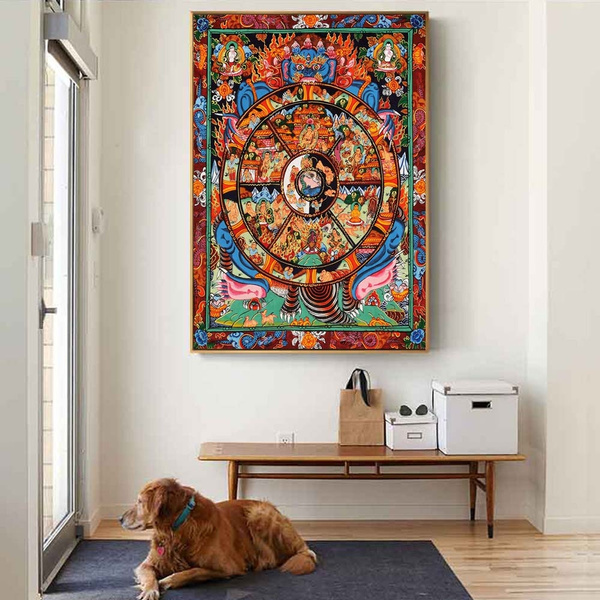 Abstract Buddha Thangka Painting India Nepal Buddhist Thanka Poster Canvas Wall Art Picture Modern Home Decor For Living Room Buddhism Wish - Buddhist Wall Decor