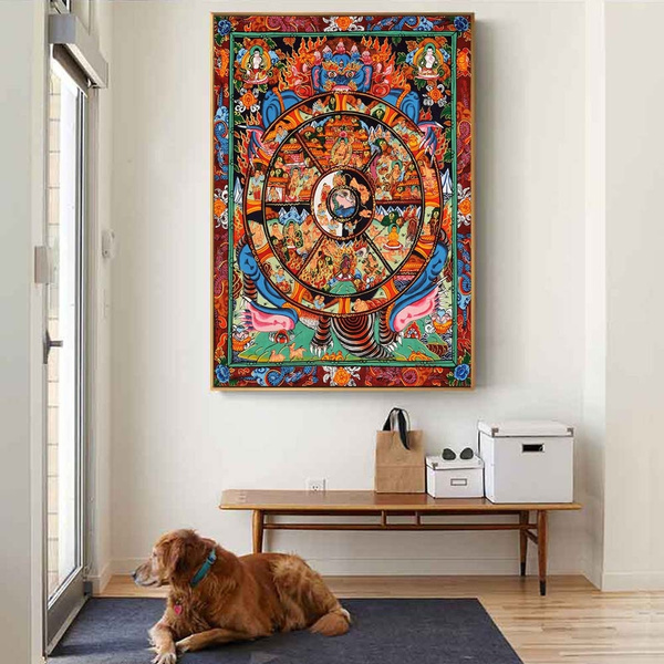 Abstract Buddha Thangka Painting India Nepal Buddhist Thanka Poster Canvas Wall Art Picture Modern Home Decor For Living Room Decor Buddhism Wall Art Wish