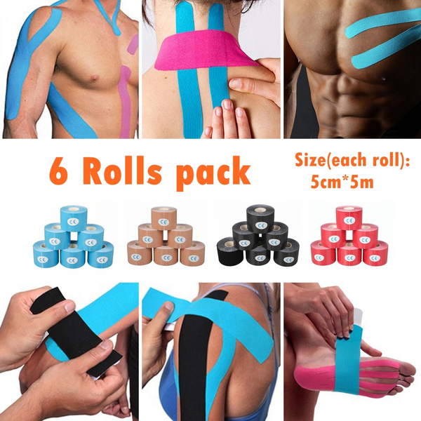 6 Rolls Pack Kinesiology Tape Kinesio tape Waterproof for Shoulder Face