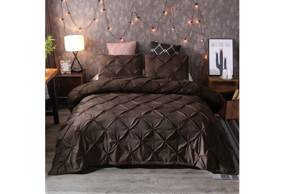 8Pcs Pintuck Duvet Set With Pleats Chocolate Brown – 92Bedding