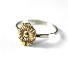 popularornament, 18k gold, Women Ring, Sunflowers