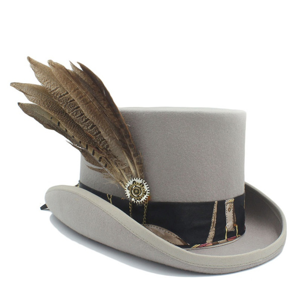 xiao-Top Women Red Steampunk Mad Hatter 