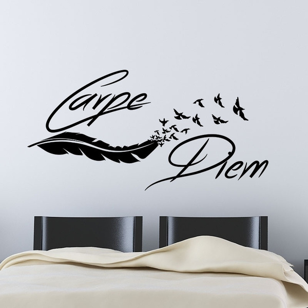 Sticker Citation Carpe Diem Plume Oiseaux Vinyl Wall Decals Wish