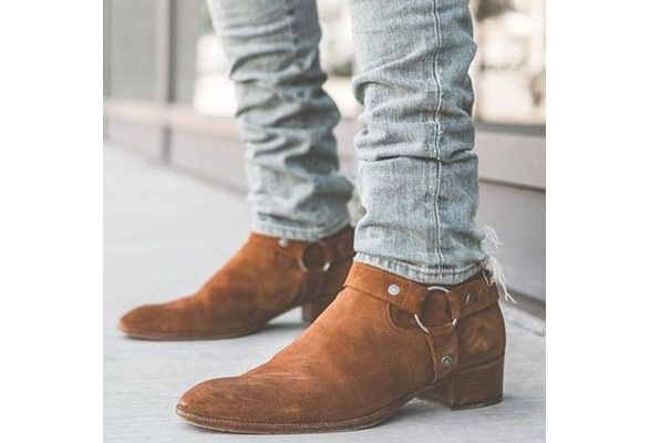 3 Kleur Herfst Winter Mannen Laarzen Mode Suède Ronde neus Westerse  enkellaarsjes Casual Enkelgesp Cowboy Enkellaarsjes Heren Casual Schoenen |  Wish