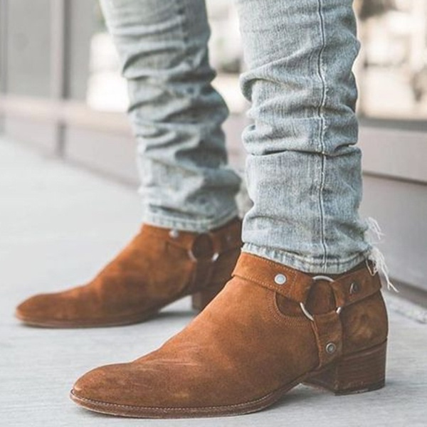 mens suede buckle boots