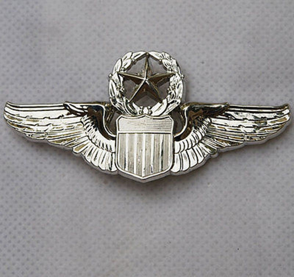 USAF U.S. Air Force Military Command Pilot Metal Wings Badge Pin Silver ...