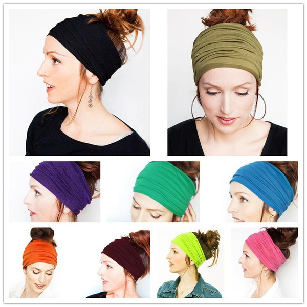 Elastic Stretch Wide Headband Hairband Running Yoga Turban Women Soft Head Wrap