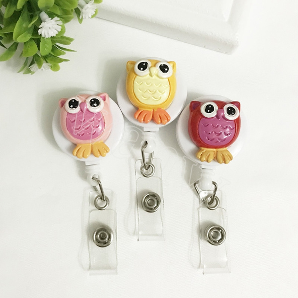 Retractable Cute 3D Owl Cartoon Badge Reel Office Accessories Student